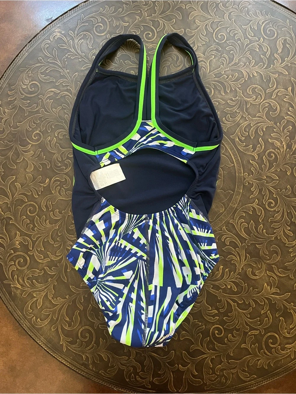 Girls' Dolfin Abstract Navy & Lime One-Piece Swimsuit
